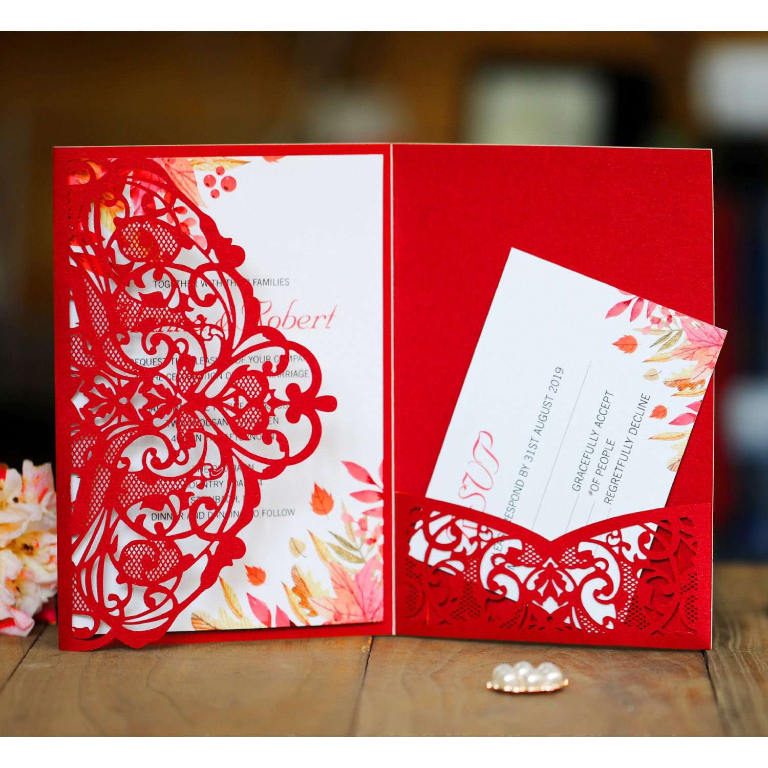 Black Wedding Invitation Laser Cut Paper 